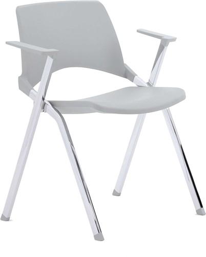 A140 - 4-poots kunststof design stoel met armleggers, verticaal stapelbaar - PMS Projectinrichting