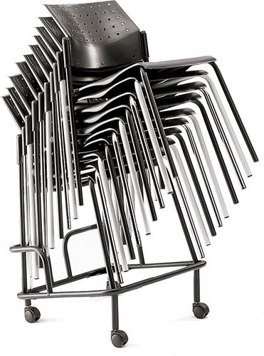 A40 Kunststof Armstoel - Budgetstoel met armleggers rug en zitting kunststof, frame chroom - PMS Projectinrichting