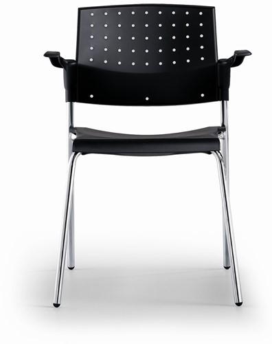 A40 Kunststof Armstoel - Budgetstoel met armleggers rug en zitting kunststof, frame chroom - PMS Projectinrichting