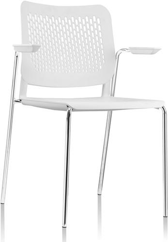 A490 - stapelbare kunststof kantine stoel met armleggers en geperforeerde rug - PMS Projectinrichting