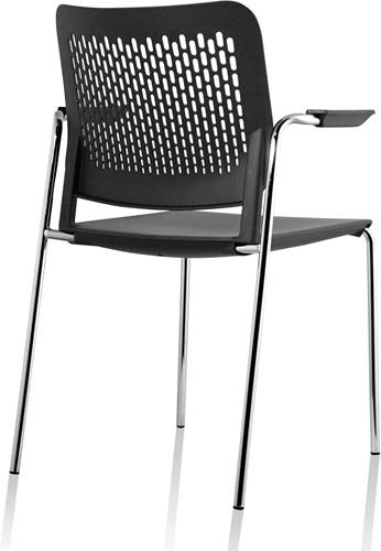 A490 - stapelbare kunststof kantine stoel met armleggers en geperforeerde rug - PMS Projectinrichting