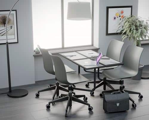 Celis bureaustoel - kunststof zitschaal in diverse sprekende kleuren met 5 teens voet - PMS Projectinrichting