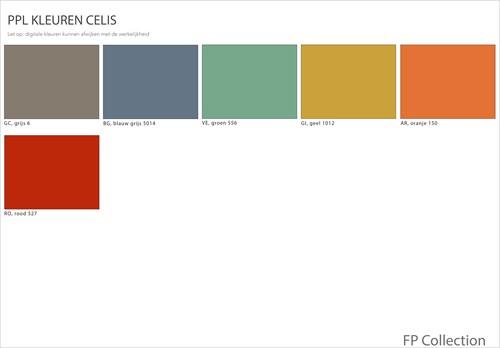 Verschillende kleuren waarin de Celis bureaustoel van FP Collection beschikbaar is