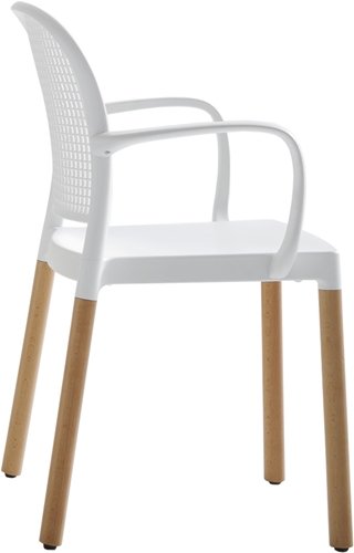 Colombia armstoel - stapelbare stoel met armleggers, houten frame en kunststof kuip - PMS Projectinrichting