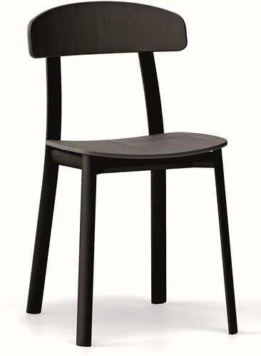 Feluca - vierpootsstoel, frame staal, zit en rug hout - PMS Projectinrichting