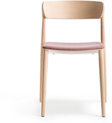 Nemea houten stoel met roze zitting van het merk Pedrali