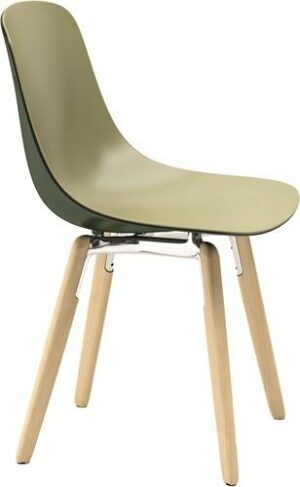 Pure Loop Binuance Wood - 2 kleurige kunststof stoel met houten poten - PMS Projectinrichting