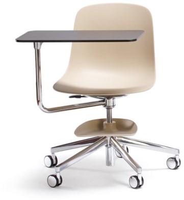 Pure Loop Mono Student - verrijdbare stoel met schrijftafeltje met een soft touch kunststof zitschaal - PMS Projectinrichting
