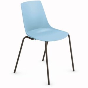 S100 - kantinestoel, vierpoot stoel uit de Serie 100, solide frame ronde buis, kunststof zitschaal - PMS Projectinrichting