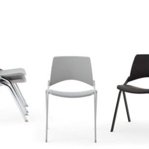 S140 - 4-poots kunststof design stoel, verticaal stapelbaar - PMS Projectinrichting