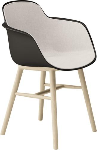 Sicla Wood - vierpootsstoel, houten frame, kunststof kuip, binnenzijde volledig gestoffeerd - PMS Projectinrichting