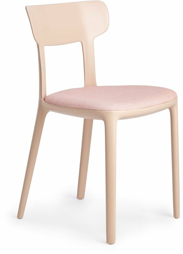 CANOVA - kunststof design stoel met ronde vormen en een gestoffeerde zitting - PMS Projectinrichting