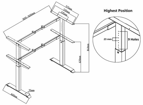 Flexframe - Verstelbaar frame 62-84 cm - PMS Projectinrichting