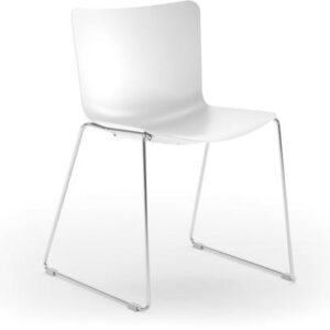 Witte Peyo SL kunststof sledeframe stoel met een speelse uitstraling van FP Collection