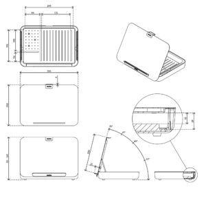 Afmetingen ergonomische toolbox uit de Addit Bento® collectie van Dataflex