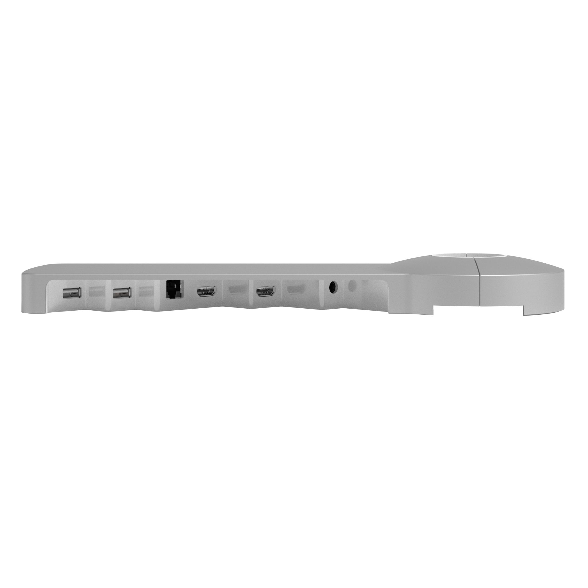 Zijaanzicht zilveren USB-C docking station EUR uit de Viewlite collectie van Dataflex