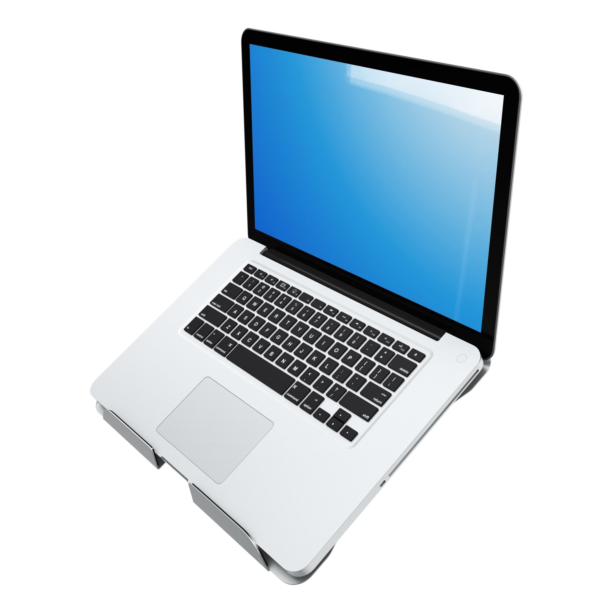 Laptop in grijze notebookhouder uit de Viewmate collectie van Dataflex