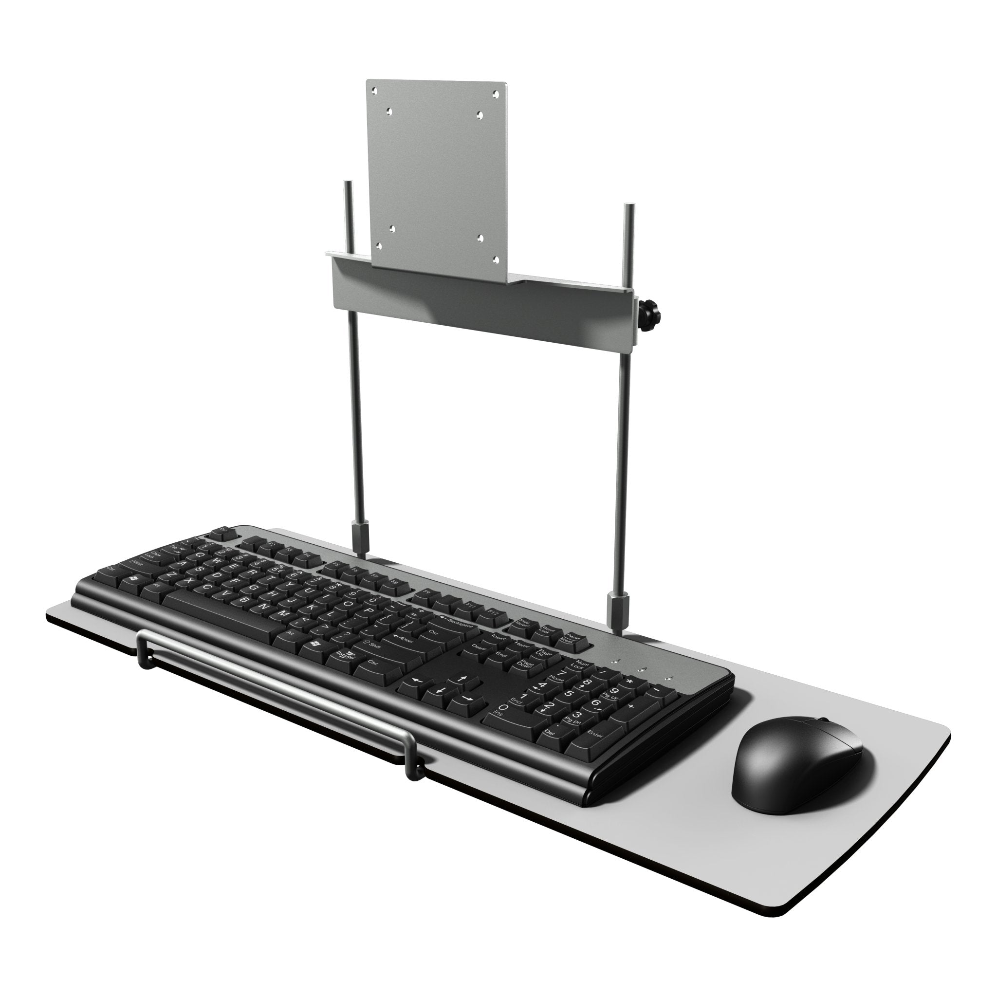 Zilver toetsenbordhouder met muisplatform uit de Viewmate collectie van Dataflex