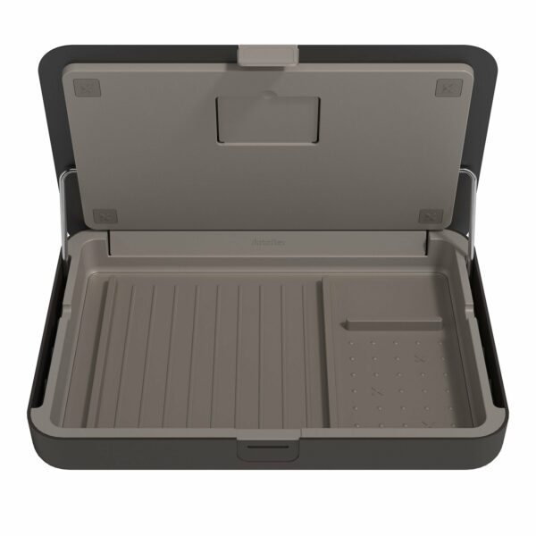 Binnenkant zwarte ergonomische toolbox uit de Addit Bento® collectie van Dataflex