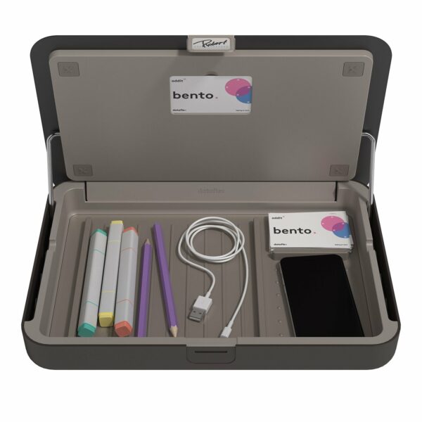 Binnenkant zwarte ergonomische toolbox uit de Addit Bento® collectie van Dataflex