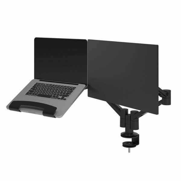 Twee laptops op zwarte notebookhouders uit de Viewlite collectie van Dataflex